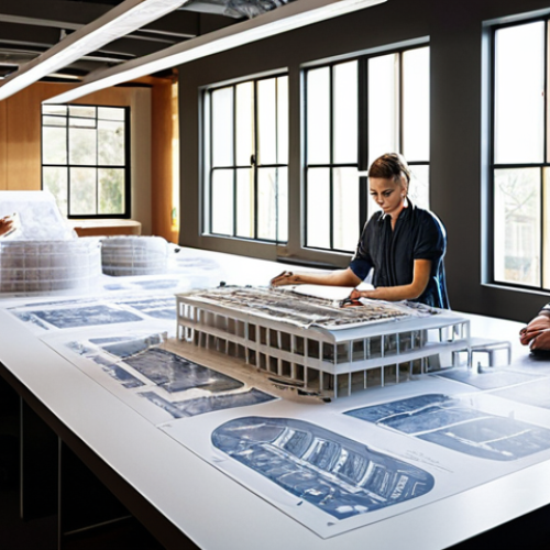 Home 22 **
A modern architectural office buzzing with activity. Architects, engineers, and interior designers collaborate around a large table covered in blueprints and models. Sunlight streams through large windows, illuminating the innovative designs. Focus on teamwork, creativity, and a shared vision.
**